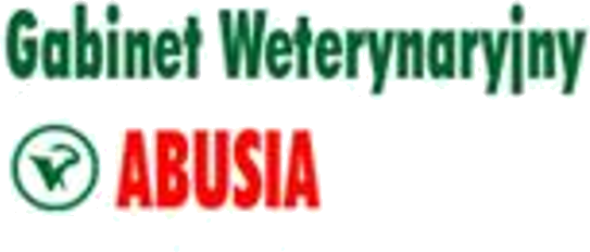 Logo gabinetu weterynaryjnego Abusia, zielony emblemat i napis ABUSIA